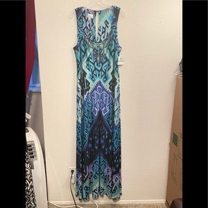 Donna Morgan blue beaded top dress